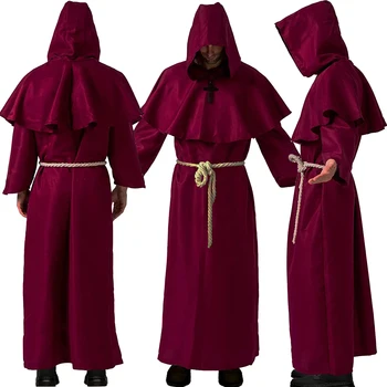 Новый Унисекс, халат на Хэллоуин, плащ с капюшоном, костюм Монаха для косплея, украшение для ролевых игр для взрослых, одежда Чумного Доктора, жнеца