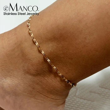 Ножной браслет EManco с цепочкой в виде рыбьих губ из нержавеющей стали для женщин, летние пляжные украшения для ног, минималистичные ножные браслеты для женщин