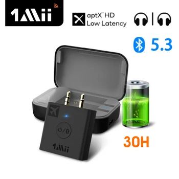 [Обновлено] Аудио передатчик 1Mii B05 Bluetooth 5.3 с чехлом для зарядки на 30 часов aptX LL HD 3.5 Aux Bluetooth адаптер для автомобильного ПК Самолета