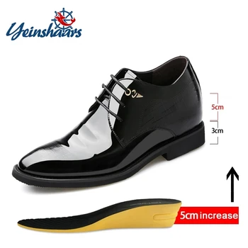 Обувь с лифтом 3/6/8 см, мужские модельные туфли из лакированной кожи, мужская официальная обувь с острым носком, деловые мужские оксфорды, костюмная обувь