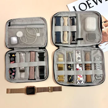 Органайзер для хранения ремешков для смарт-часов, Многофункциональная портативная коробка для ремешков для Apple Watch, дорожная сумка, сумка вмещает 10-15 ремешков