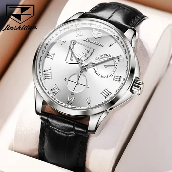 Оригинальные автоматические механические часы JSDUN для мужчин, многофункциональный текстурированный циферблат, водонепроницаемые роскошные деловые мужские наручные часы 8921