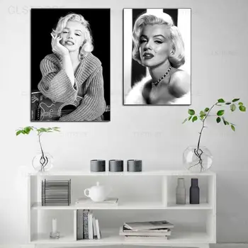 Плакаты с портретами Мэрилин Монро и принты, Скандинавская мода, черно-белая живопись на холсте, Эстетические картины, Домашний декор, спальня