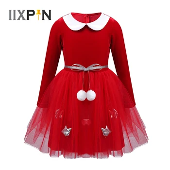 Платье для маленьких девочек, Рождественское Красное сетчатое платье-пачка, Детские платья принцессы для девочек, Рождественская одежда, платье для вечеринки по случаю Дня рождения от 2 до 14 лет