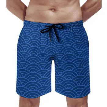 Пляжные шорты Оригинальные Seigaiha, Гавайские плавки, Японский дизайн, мужские Быстросохнущие шорты для серфинга, Лидер продаж, Пляжные шорты больших Размеров