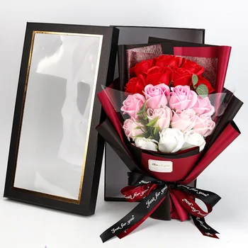 Подарочное мыло в 18 упаковок, коробка Святого Валентина, подарок на День матери, Букет, подарок на день рождения, Розовое мыло, креативный бордюр, искусственные цветы, цветочные качели