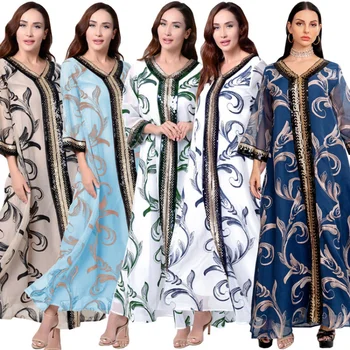 Расшитый блестками Халат Абая, Мусульманская Женская одежда для мусульман Ближнего Востока, Дубай, Джалабия