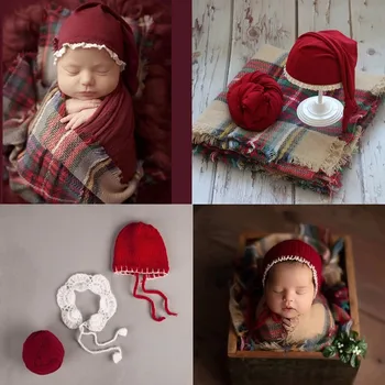 Реквизит для фотосъемки новорожденных, детская Рождественская шляпа, одеяло для фотосъемки, Обертывания, Аксессуары для фотосессий в фотостудии, реквизит для фотосессии