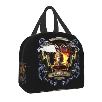 Ретро Рок Hells Bells AC DC термоизолированные сумки для ланча, женская портативная сумка для ланча для детей, школьная многофункциональная коробка для еды