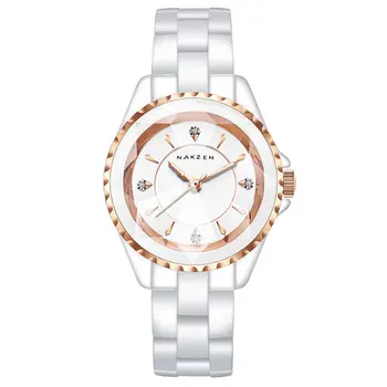 Роскошные брендовые деловые часы Montre Femme, Белые Керамические женские часы, Модные Водонепроницаемые кварцевые часы Со светящимся указателем