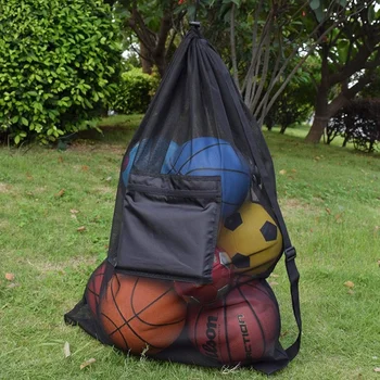 Сверхпрочная Сетчатая сумка для мячей, Регулируемая Скользящая Кулиска, сумка для хранения спортивного инвентаря для баскетбола, футбола, спорта, пляжа