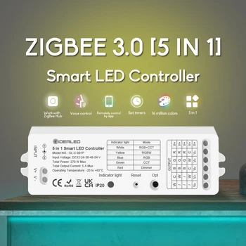 Светодиодная лента Zigbee 3.0 5 в 1 с регулятором яркости RGBCCT/RGBW/RGB/CCT DC12-54V с 6 зонами удаленной работы с Smartthings & Echo Plus