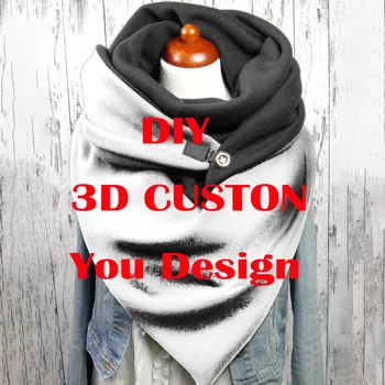 Сделай сам, индивидуальный дизайн, осенне-зимний повседневный шарф и шаль с 3D принтом для женщин, Прямая доставка
