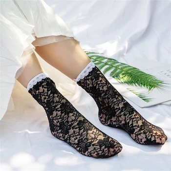 Сексуальные кружевные носки, 1 пара, мягкие милые короткие носки с цветочным рисунком в стиле ретро, женские новые Японские корейские дышащие тонкие креативные повседневные носки