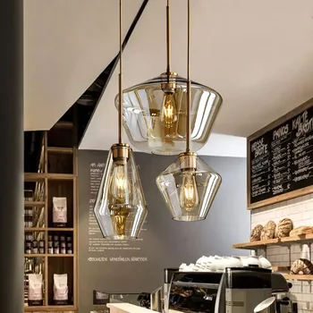 Скандинавские современные стеклянные подвесные светильники, светильники в стиле лофт, светодиодная подвесная лампа для кухни, ресторана, гостиной, спальни WJ10