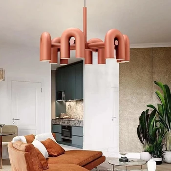 Скандинавский креативный U-образный подвесной светильник, ресторан, Гостиная, Спальня, Персонализированная минималистичная светодиодная дизайнерская декоративная люстра