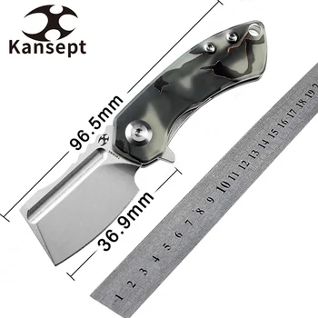 Складные Ножи Kansept Cleaver Mini Korvid С 3-дюймовым Лезвием Длиной 154 см со Светящейся Ручкой из смолы для Кемпинга EDC Carry