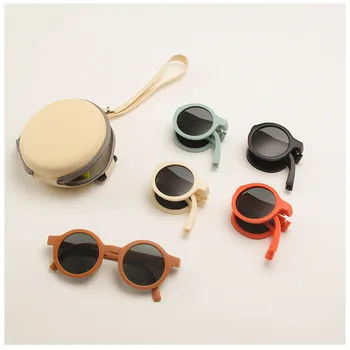 Складные солнцезащитные очки для детей, мальчиков и девочек, круглая оправа, ретро-оттенки, Повседневные Солнцезащитные Очки, Складные милые очки UV400, защитные очки