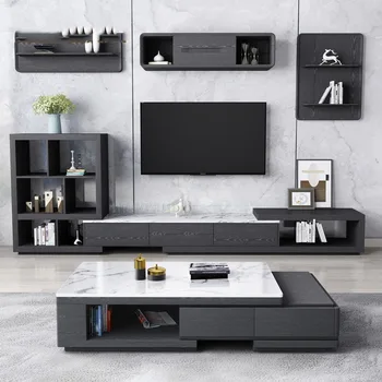 Современная простая комбинация журнального столика и тумбы для телевизора в гостиной, Качественная итальянская минималистичная мебель для дома