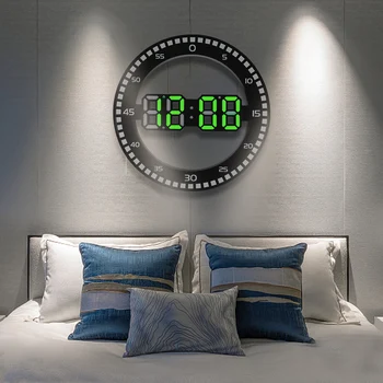 Современные светодиодные цифровые большие настенные часы, 3D светящиеся бесшумные электронные часы для творчества, секундная стрелка, украшение дома для гостиной