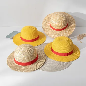 Соломенная шляпа Луффи, Японская анимационная кепка для косплея в стиле Аниме, Солнцезащитная шляпа, Гавайские шляпы для женщин и взрослых