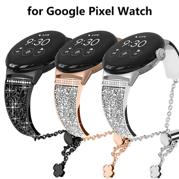 Стильный Элегантный Ремешок для часов с бриллиантами, Регулируемый браслет для Google Pixel Watch, Металлический ремешок 20 мм, Аксессуары для часов, Приятные подарки