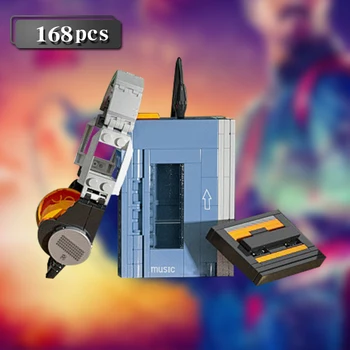 супер герой блоки портативный музыкальный плеер игрушки ретро кассетный плеер строительные блоки аудиоустройство кирпичи лента moc микстейп кирпич