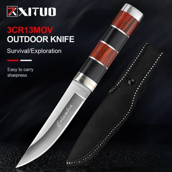 Тактический нож с фиксированным лезвием, охотничьи ножи для выживания, нескользящая стильная ручка, универсальный нож для кемпинга, охоты, барбекю на открытом воздухе