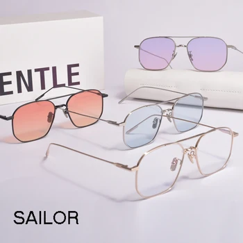 Титановая оправа для очков GENTLE Pilot, женские мужские солнцезащитные очки, очки по рецепту моряка с оригинальным логотипом и чехлом