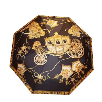 Узор Золотисто-Восточный, красный, Полностью автоматический зонт от дождя, Складной зонт от солнца для детей, женщин, мужчин, зонт с восемью нитями