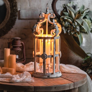 Украшение гостиной Старинные изделия из железа Домашний декор Подсвечники Фонари