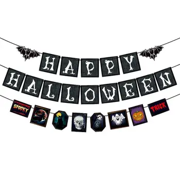 Украшения для Счастливого Хэллоуина 2023, Страшные баннеры на окнах для Хэллоуина Со знаками специй, вечерние украшения для дома, магазина, квартиры