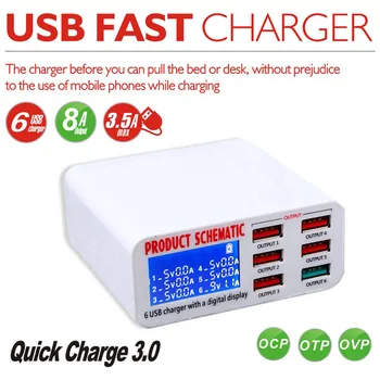 Универсальное 6 USB зарядное устройство-концентратор быстрая зарядка 3,0 Зарядная станция для мобильного телефона USB-адаптер питания для зарядки ЕС, США, Великобритания