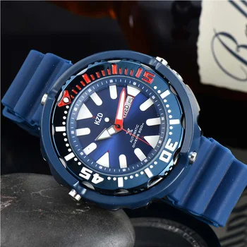 Хорошее качество, оригинальные брендовые спортивные часы для мужчин, роскошный каучуковый ремешок, автоматическая дата, ежедневные водонепроницаемые Популярные часы Ric AAA