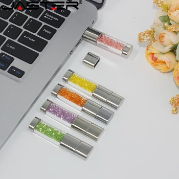 Черный Креативный кристалл Флэш-накопитель реальной емкости USB 2.0 Цветные ручки для девочек 16 ГБ 32 ГБ 64 ГБ Бесплатные свадебные подарки с логотипом на заказ