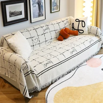 Чехол для дивана в корейскую клетку для гостиной на 3/4/5 мест, кресло из синели, диван, полотенце, чехол для дивана, чехол для кошек