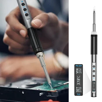 Электрический паяльник T12 с OLED-дисплеем мощностью 65 Вт Type-C, сварочная ручка с регулируемой температурой, ручная паяльная ручка, сварочный инструмент