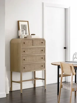 Ящик из массива дерева в скандинавском стиле, гостиная, бытовой многофункциональный ящик, шкаф для хранения, высокий шкаф, ротанговый шкаф