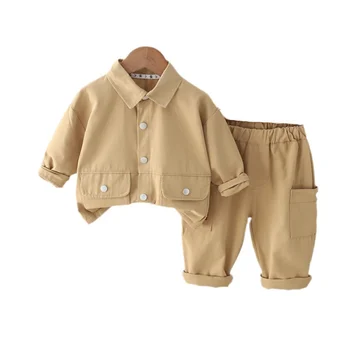 Новый весенне-осенний костюм для маленьких мальчиков, детская одежда, куртка для младенцев, брюки, 2 шт./компл., повседневный костюм для малышей, детские спортивные костюмы