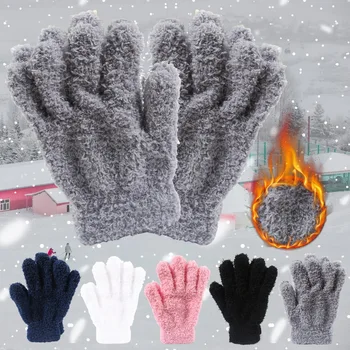 2022 Перчатки с полными пальцами, Теплые Толстые Мягкие плюшевые перчатки для Велоспорта, Модные Женские Мужские Зимние Уличные Варежки