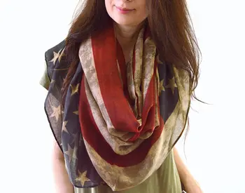 2023 Новый Длинный шарф с винтажным американским флагом США, звезды и полосы, патриотические шарфы, обертывание, 100 шт./лот, бесплатная доставка