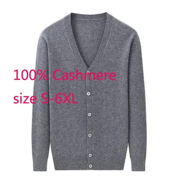 Новое поступление, модный высококачественный 100% кашемировый кардиган, мужская молодая большая куртка с V-образным вырезом, компьютерная вязка, Большие размеры S-4XL 5XL 6XL